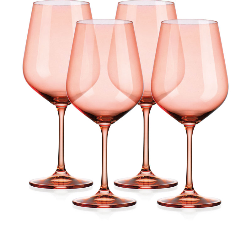 Ensemble de quatre grands verres à vin translucides, Corail