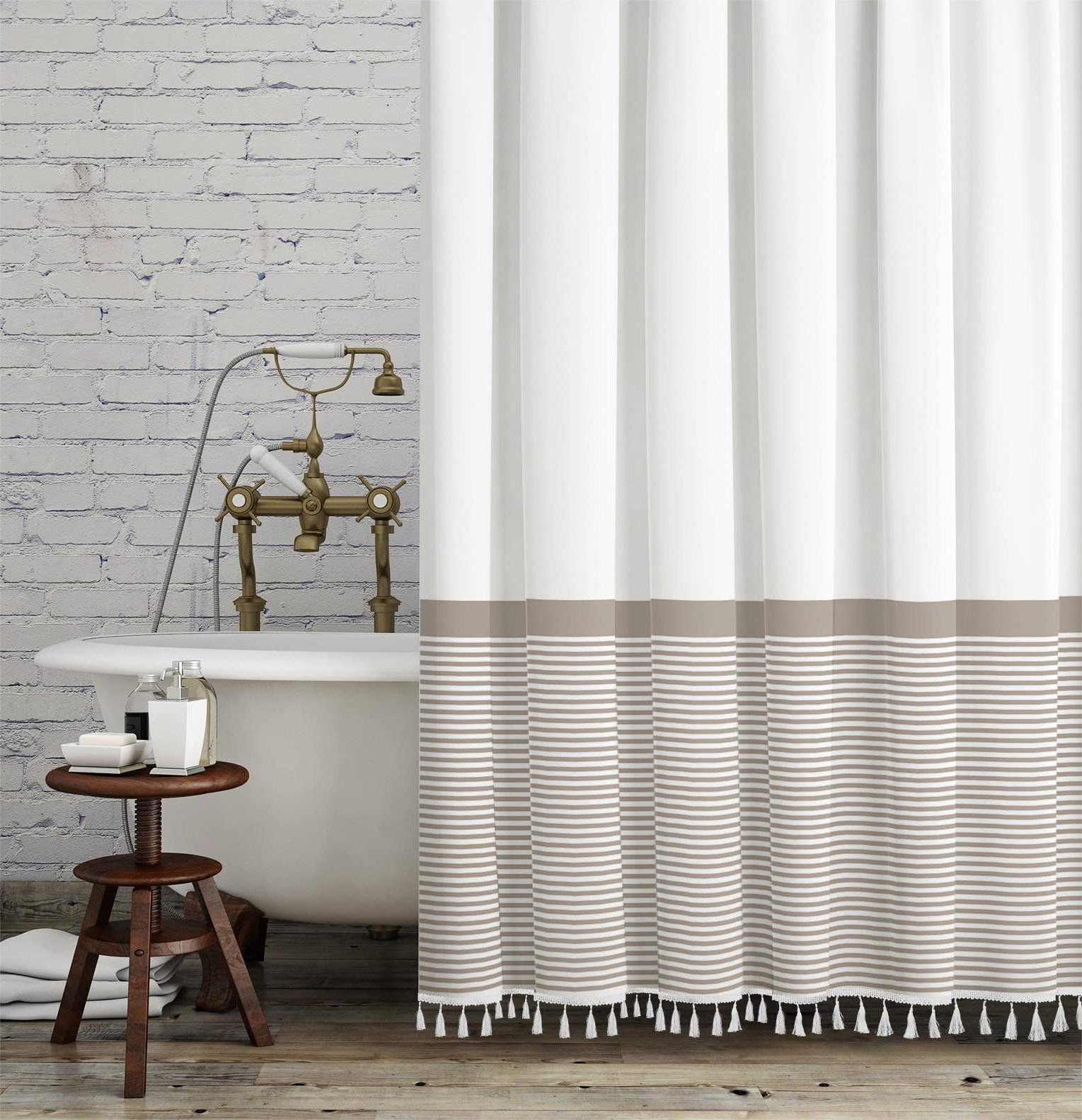 Hokku Designs Deleveaux Striped Shower Curtain with Hooks Included ...