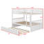 Structure de lit superposé en bois classique avec lit gigogne, échelle et garde-corps, convertible en deux lits-1173339434