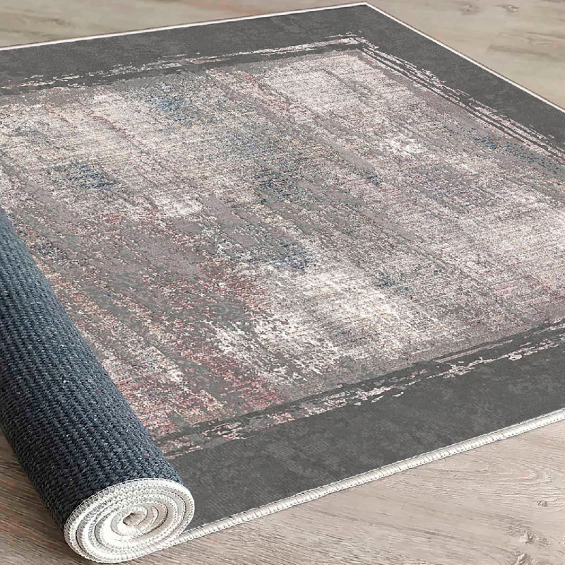 100% Cotton Area Rug, 23.6 x 39.4 Inches | 1200 Grams per Square Meter, 0.3 in Pile Height, Antibacterial, Non-Slip PVC Underside | Machine Washable, Elegant White, Grey & Mink Design for Home Decor