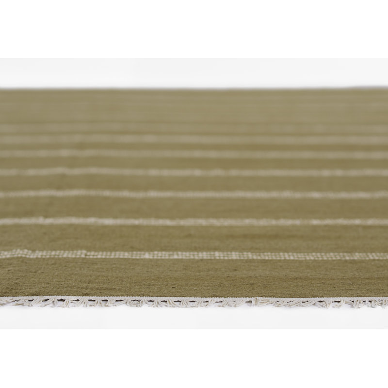 Hand Tufted Striped Area Rug in Green, Rectangle 5' x 8'
