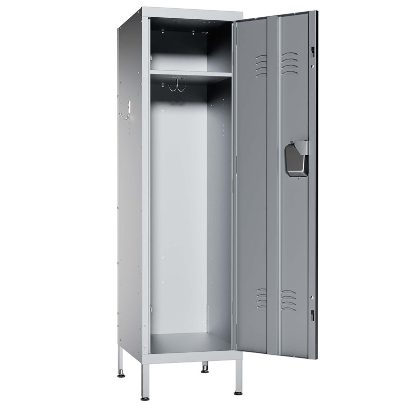 Armoire en métal de 140 cm de haut avec porte ventilée et serrure, Gris