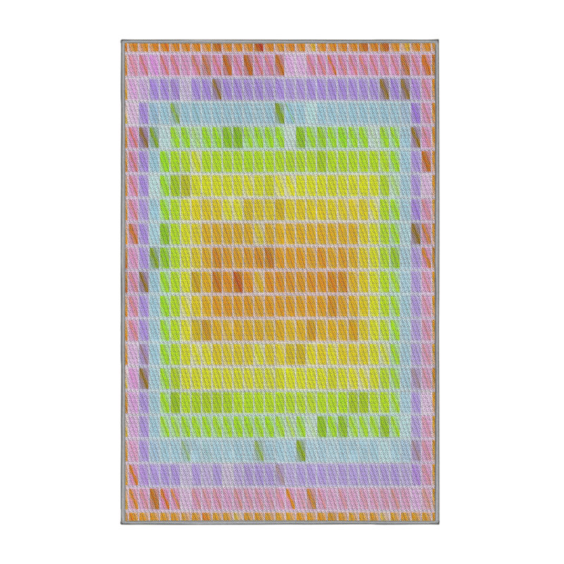 Tapis rose / vert Power Loom, Rectangle 5 pi x 7 pi