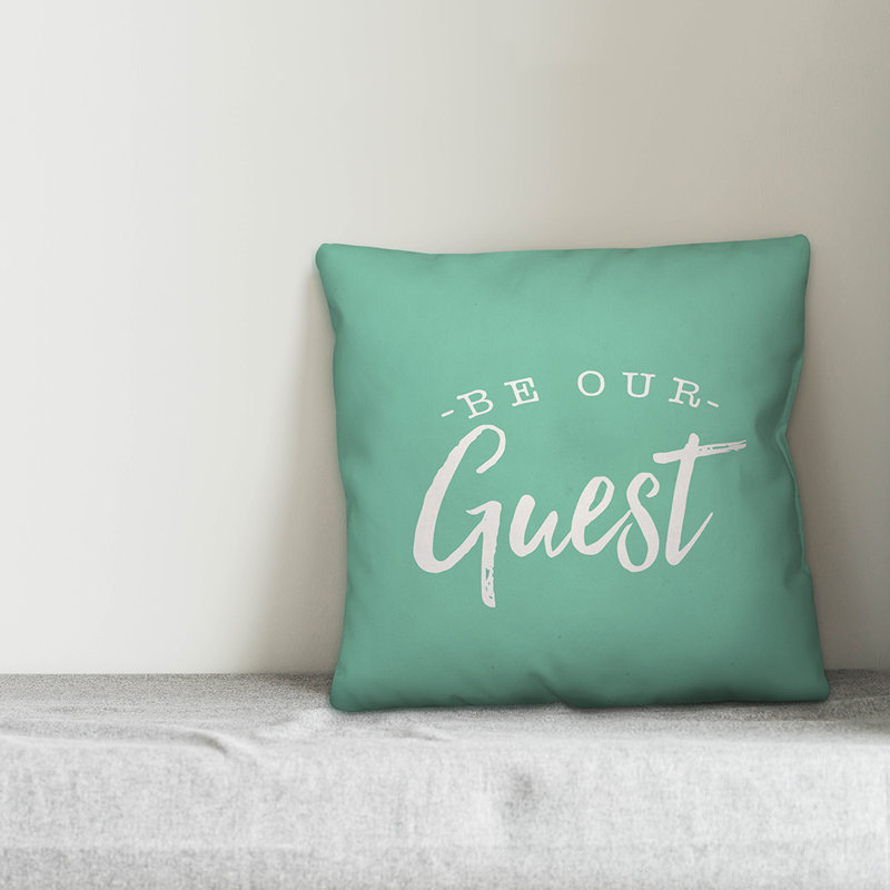 Textual Outdoor Throw Pillow, 18" H x 18" W, Mint Green