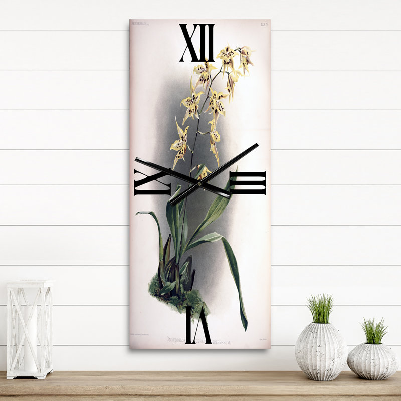 Orchidée rétro - horloge murale traditionnelle, Petit
