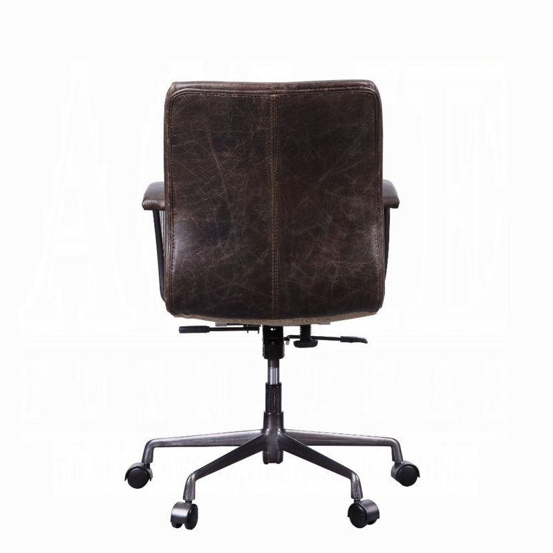Distressed Brown Leather Executive Swivel Office Chair