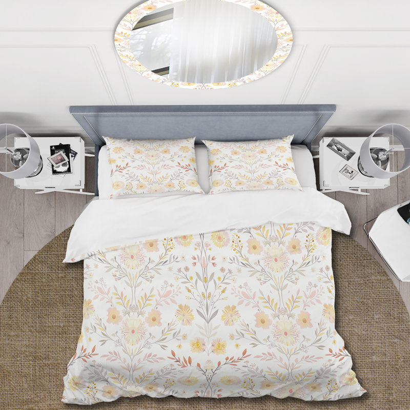 Ensemble de housse de couette Boho jaune pastel Paradise, Housse de couette très grand + 2 taies décorativ