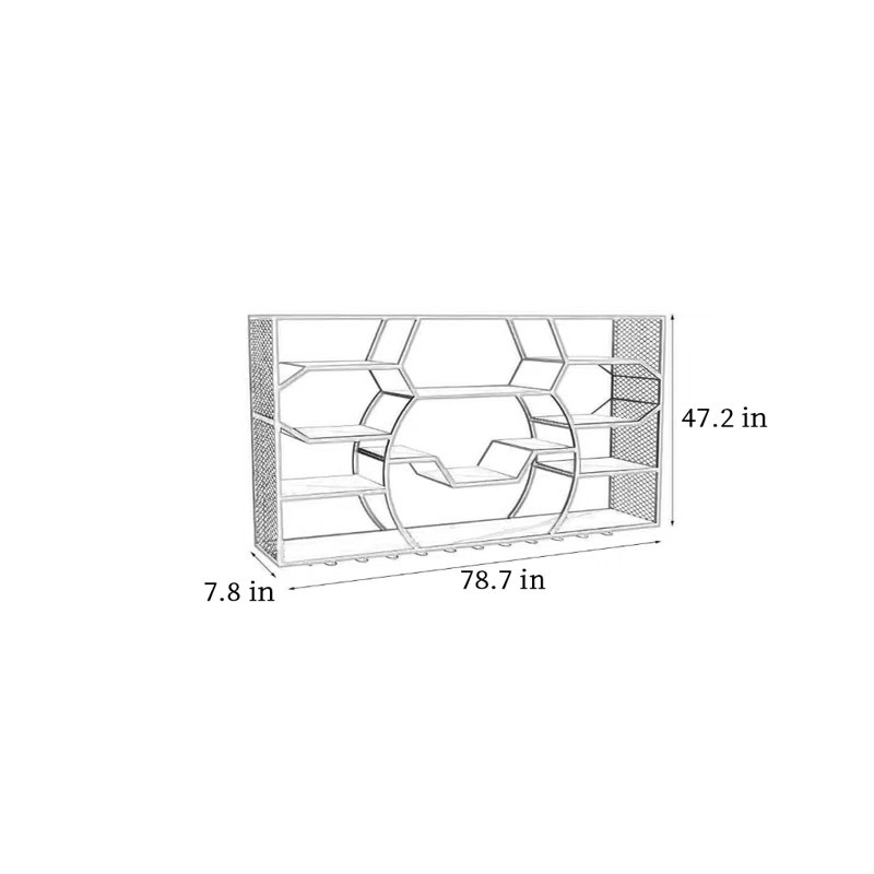 Porte-bouteilles mural polyvalent et élégant, Gold, H 47,20 po x l 78,70 po x P 78,70 po