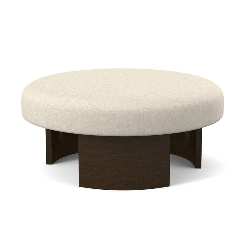 Eclipse Round Ottoman, American Walnut, White Caps Fog Viscose