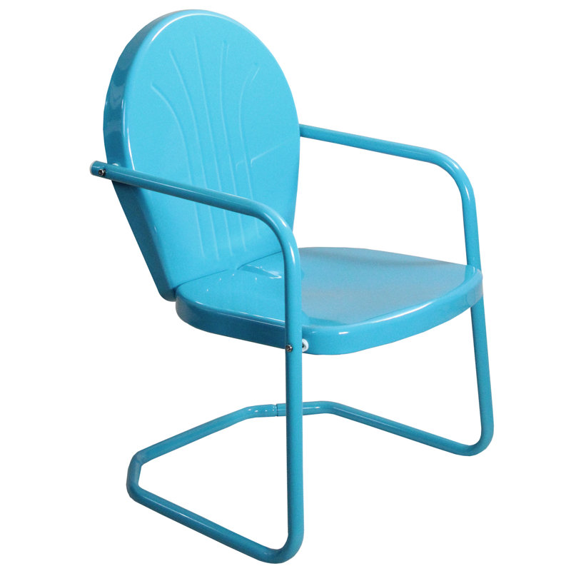 Fauteuil tulipe rétro d'extérieur 34 pouces, bleu
