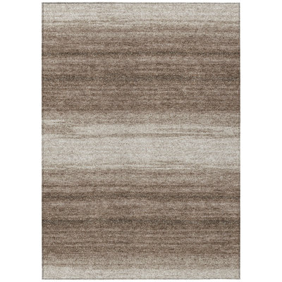 5' X 8' Brown And Beige Abstract Washable Indoor Outdoor Area Rug