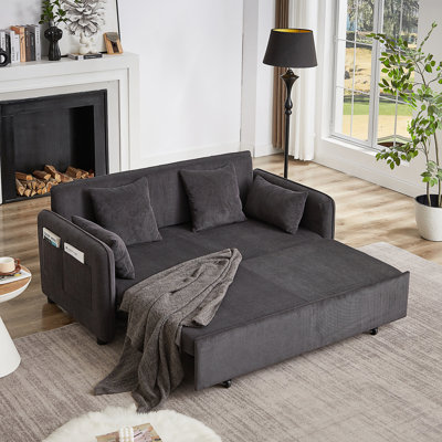 Sleeper Sofa Bed, 3-in-1 Adjustable Sleeper with Pullout Bed and 4 Pillows