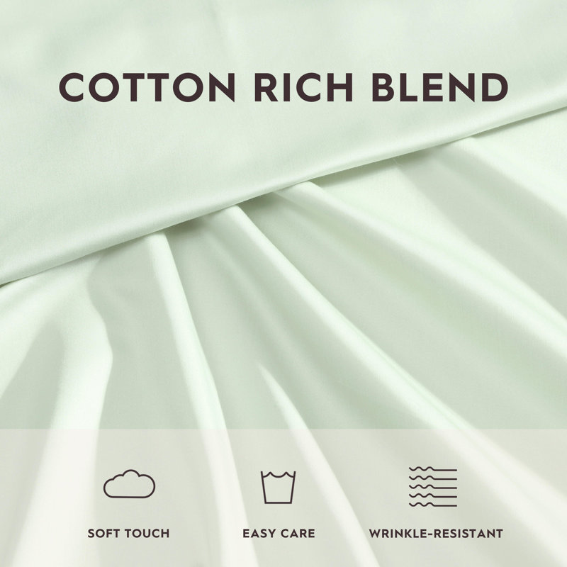 Mint Green Cotton Polyester Queen Deep Pocket Sheet Set