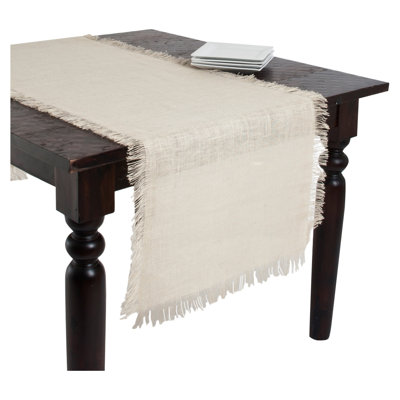 Furman Fringed Burlap Table Runner