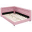 Lit plateforme tapissier double très grand avec ports USB et ceinture à DEL, rose-130145049-130145052