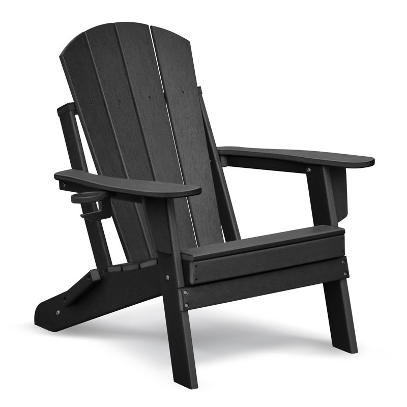 Folding Outdoor Adirondack Chair Set of 2 and Table Set,HDPE All-weather Folding Fire Pit Chair,  Ergonomic Design Patio Lawn Chair for Outside Deck Garden Backyardf Balcony