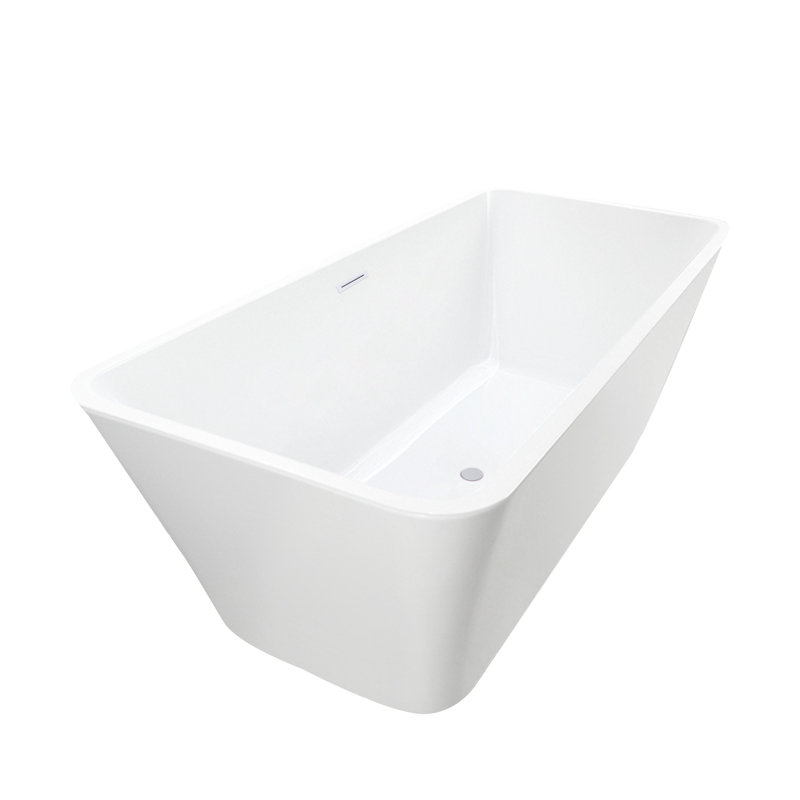66.9" x 29.5" Freestanding Soaking Acrylic Bathtub, Pure White