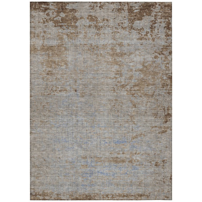 Machine Washable Indoor/Outdoor Xhevrie Taupe Rug