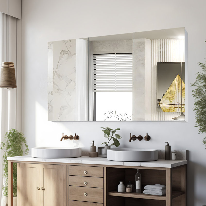 55 po x 36 po Armoire à pharmacie murale blanche pour salle de bain