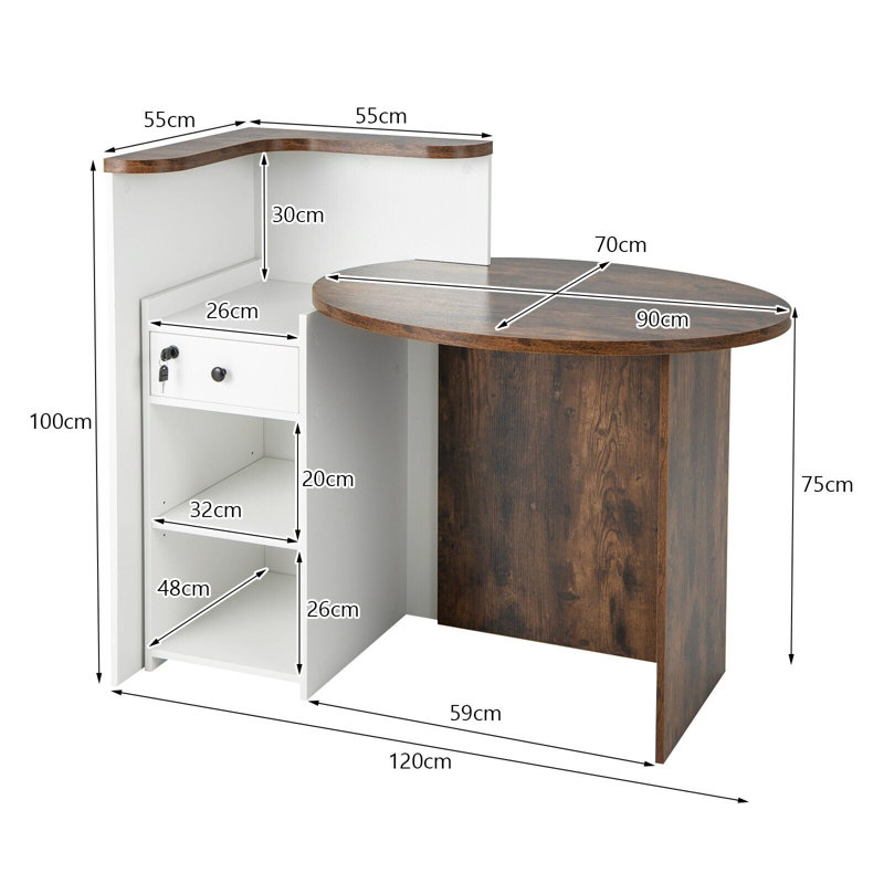 Bauko Rectangle Manufactured Wood Reception Desk