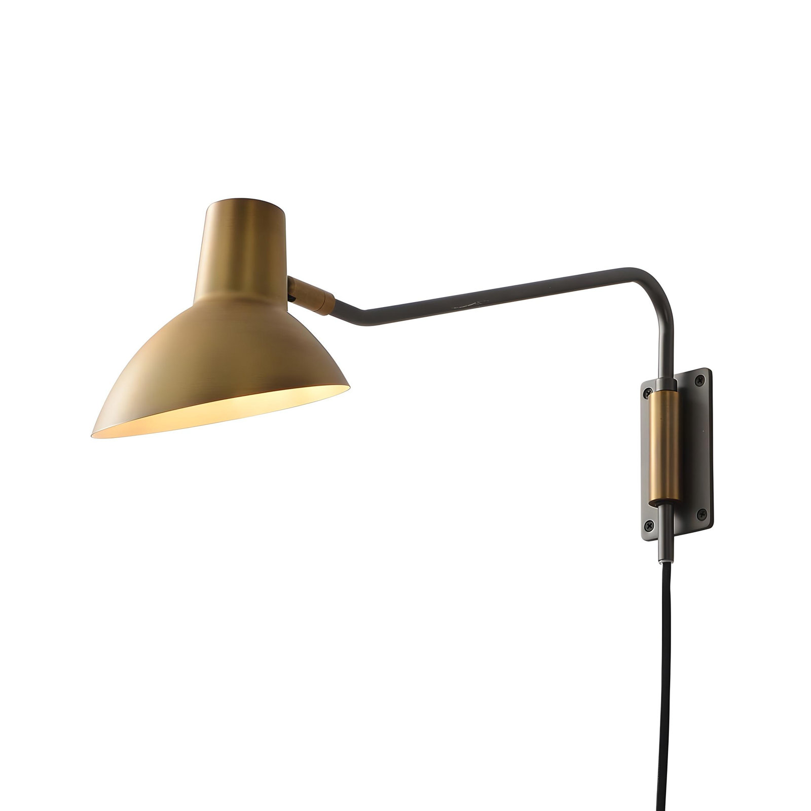 Single Light Swing Arm Sconce, Brushed Brass