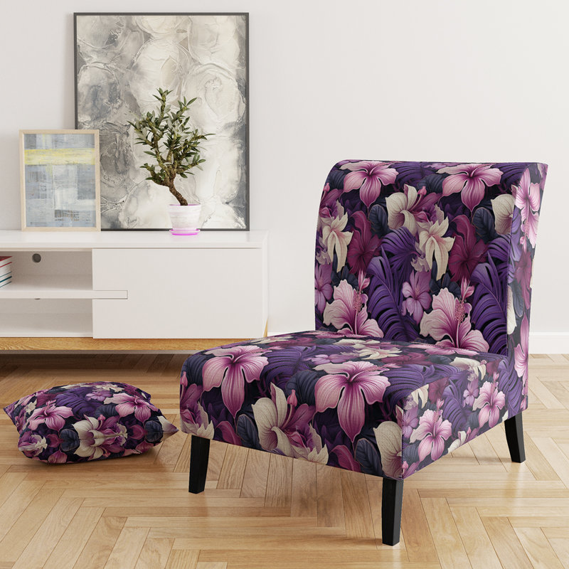 Fauteuil de chambre rembourré C, Motif de crépuscule tropical
