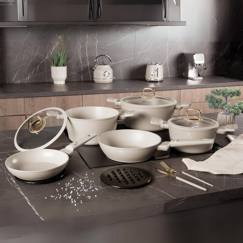 10 - Piece Non-Stick Aluminum Cookware Set, Taupe