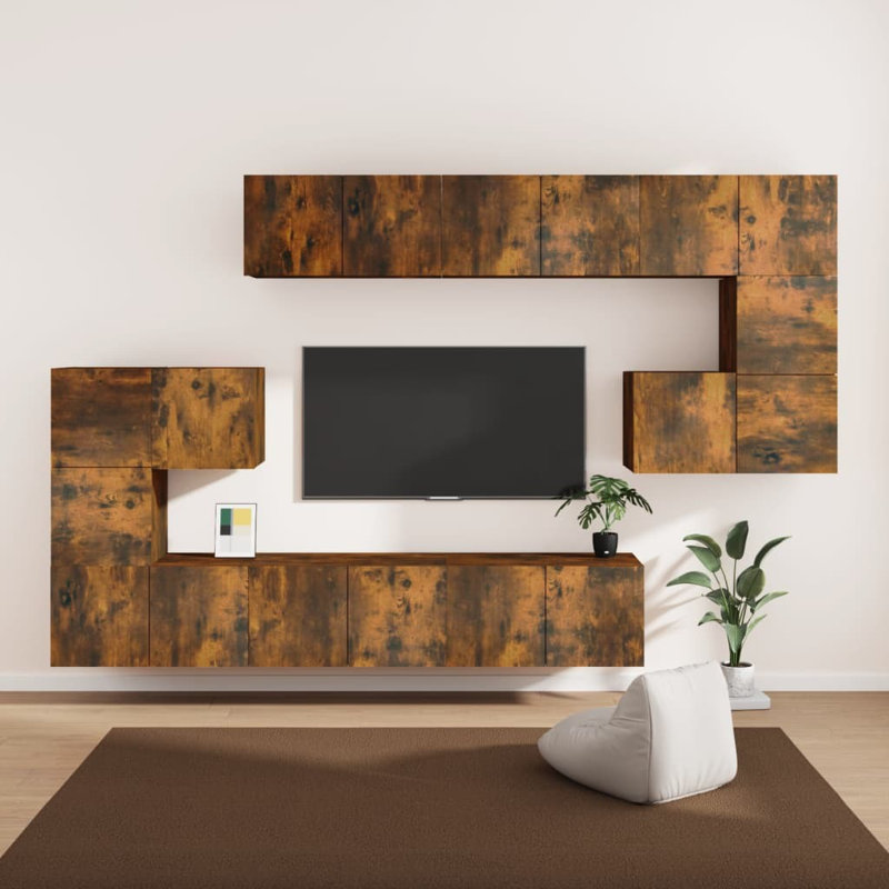 Ravenscroft TV Cabinet Set Engineered Wood, Smoked Oak