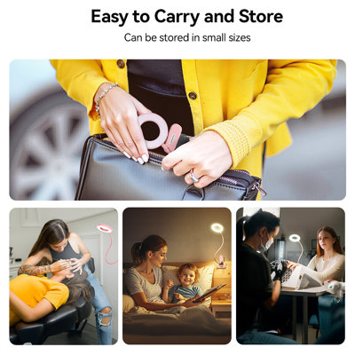 LED Desk Lamp Clip On Light Ring/Clamp Light 360° Flexible Gooseneck Dimmable Eye Protection Desk Light