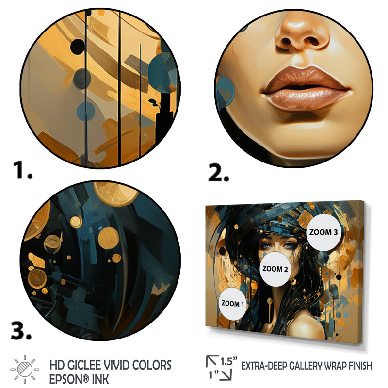 Femme en bleu femme dans les années 50 - art mural mode, Cadre flottant noir, H 12 po x l 20 po x P 1 po