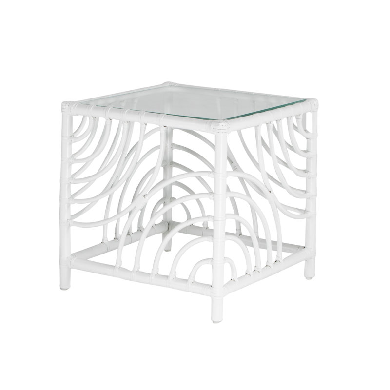 Swirl Glass Nesting End Table, White