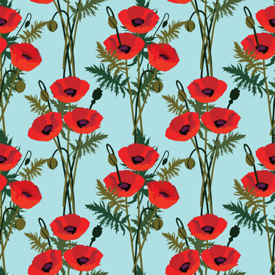 Olustee Floral Pattern Of Poppy - Wrapped Canvas Print
