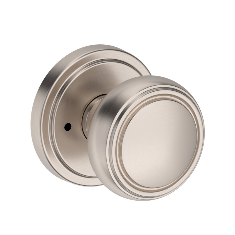 Bremerton Privacy Knob with Stepped Round Rose in Satin Nickel