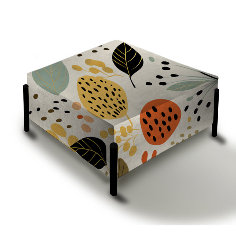 Feuilles de couleurs douces, motif tropical I - grand repose-pieds carré tropical