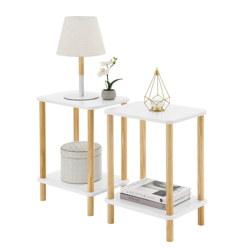 Darlys 15.75'' W Nightstand, Natural, White