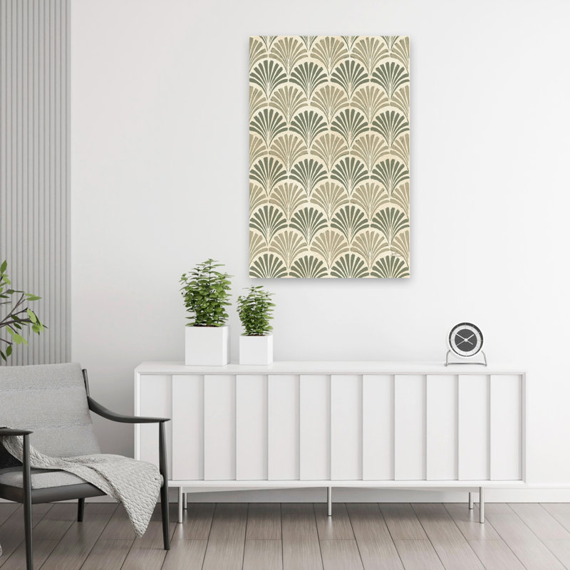 Winged Study Pattern VIIIC - Cream Pattern Scallop Scallop Pattern Art, 36" H x 24" W
