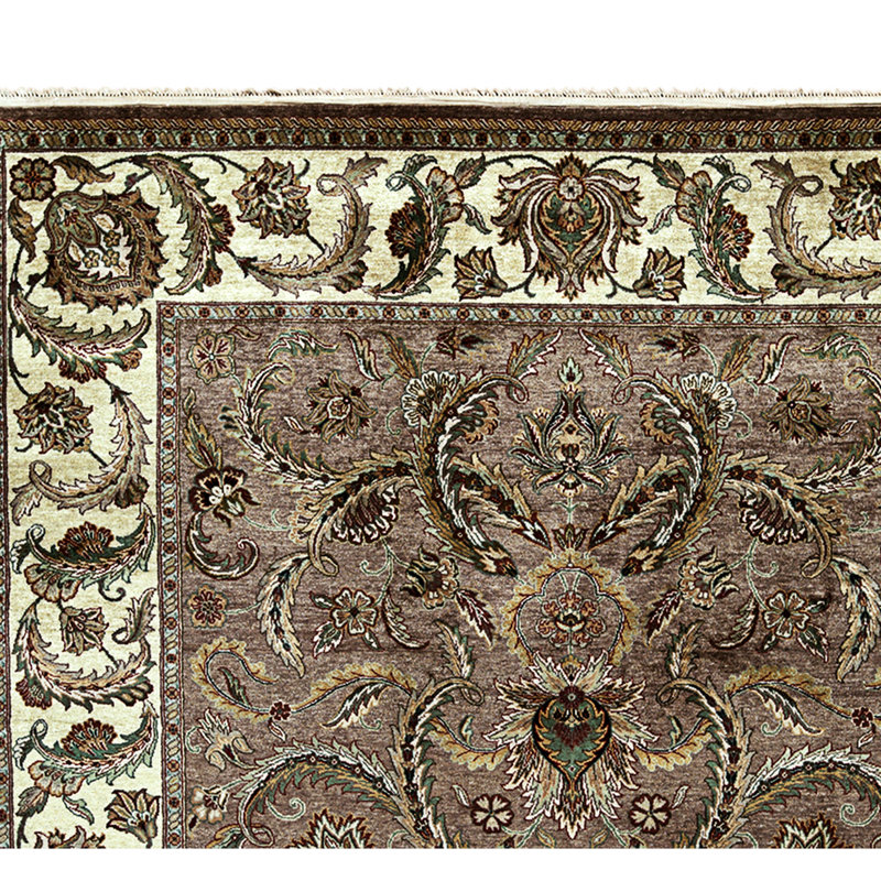 Tapis brun et doré de haute qualité noué à la main