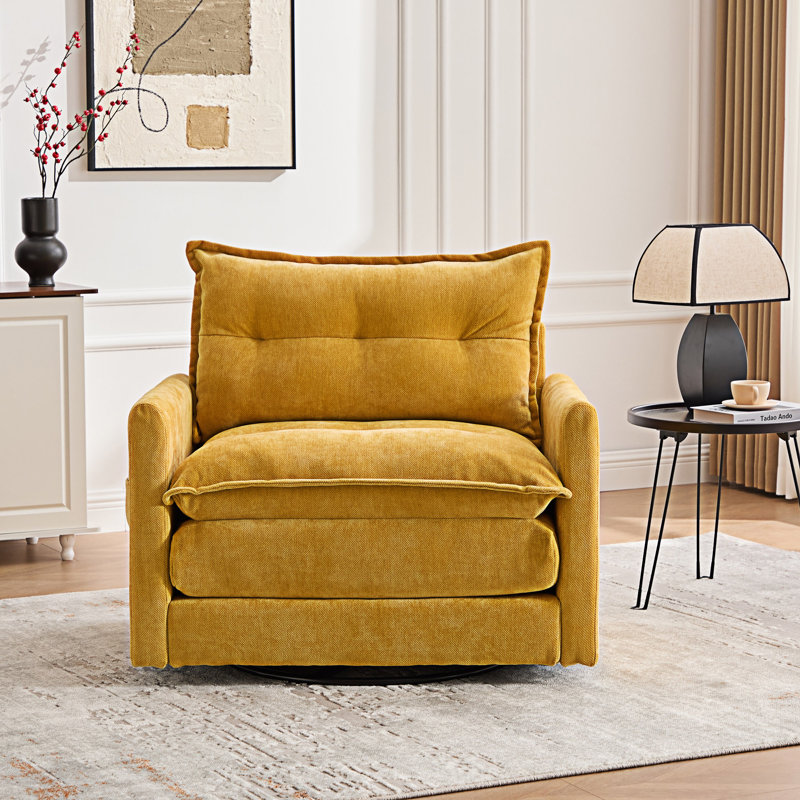Swivel Barrel Chair Single Sofa, Mustard Yellow