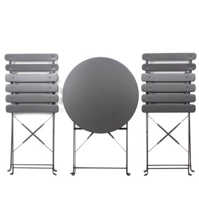Patio Bistro Balcony Chair Table 3 Pieces , Metal Frame With Rust Resistance, Fashionable And , Foldable For Easy Storage, Comfortable Cushions, Simple Maintenance - Rust- Durability,