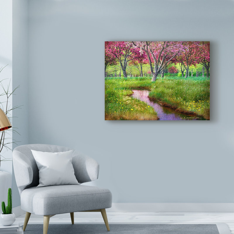 « summer spring », reproduction de peinture à l’acrylique sur toile tendue, H 24 po x l 32 po x P 2 po