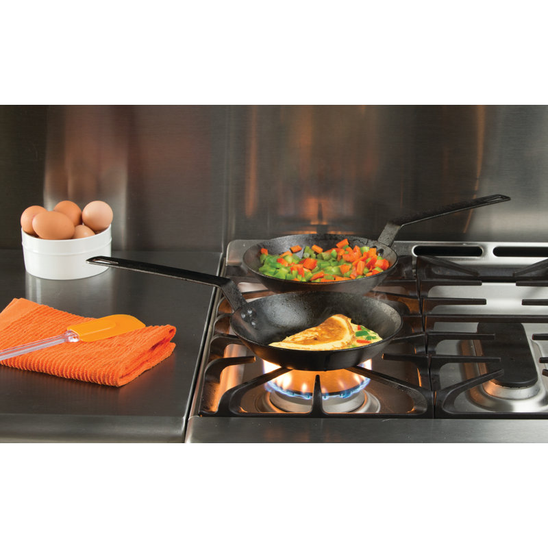 Rayani Seasoned Carbon Steel Skillet, 3.2" H x 8" W x 16" D