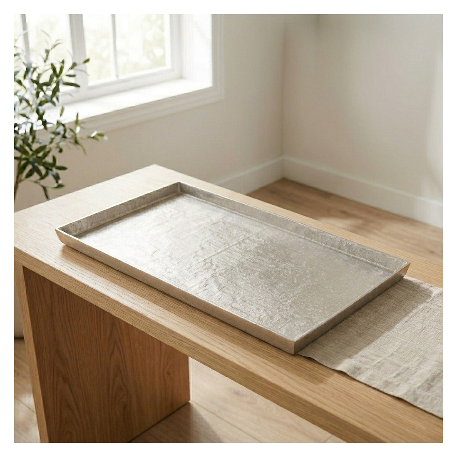 Aluminum Tray - Set of 1, 2" H x 28" W x 18" D, Gray