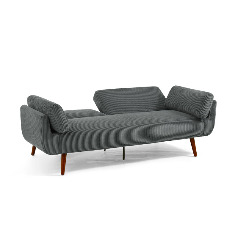 Flared Arm Convertible Corduroy Sleeper Sofa, Grey 
