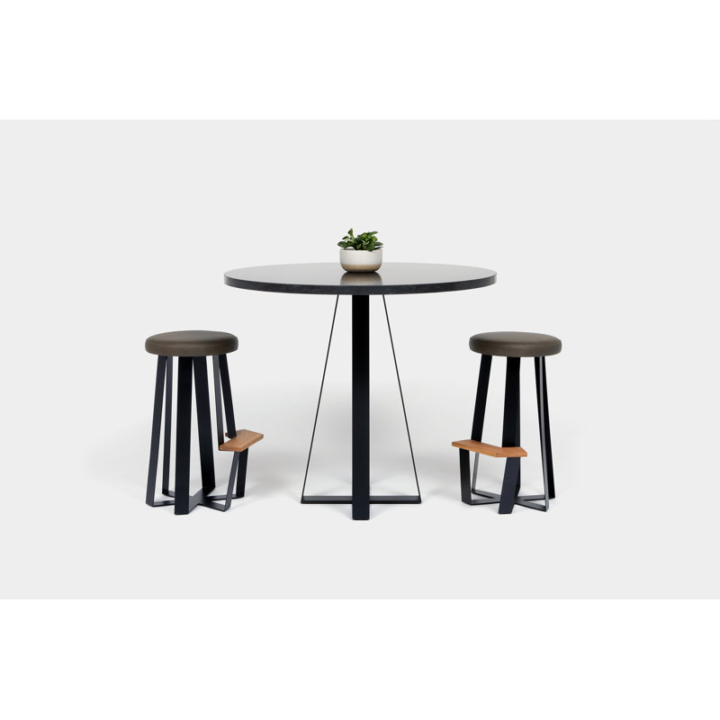 Stool with Metal Frame, Olive