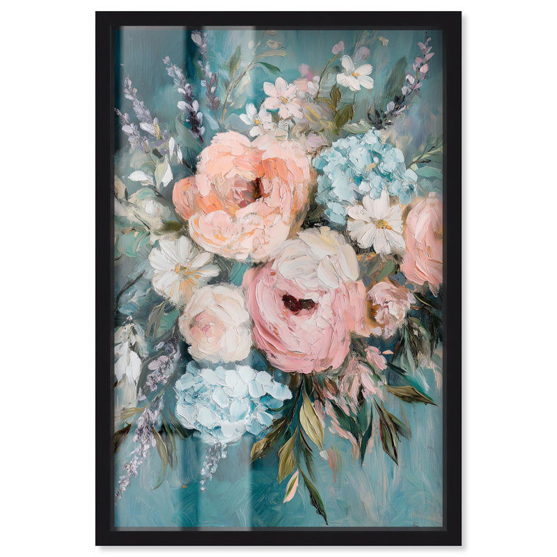 Décoration murale florale pastel «Bloom I» par Art Remedy, H 31 po x l 21 po, Noir