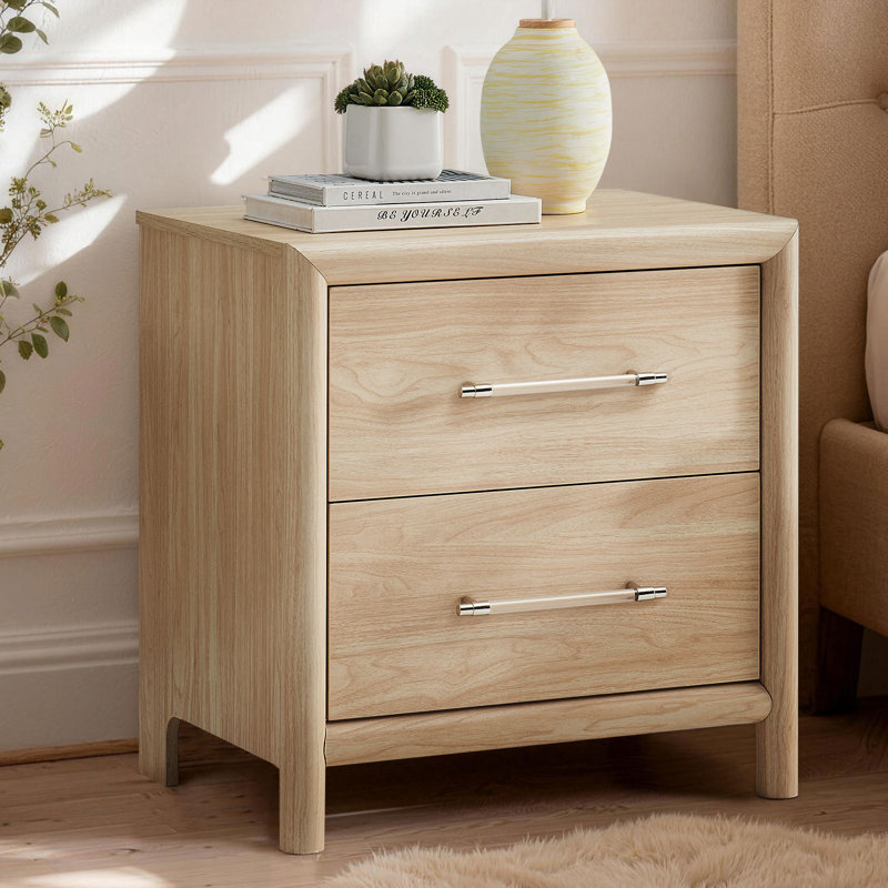 Table de chevet 24 po avec rangement à 2 tiroirs, Chêne
