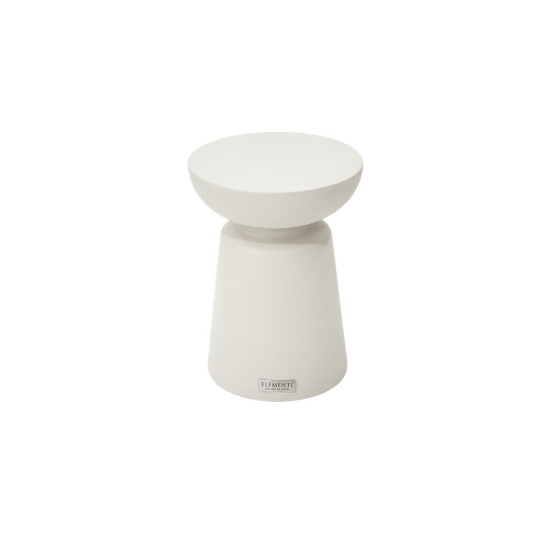 KYLIX Side Table Small Concrete Round End Table 35 x 35 x 47 cm, White
