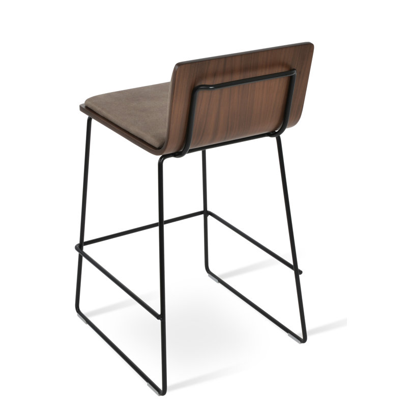 Tabourets Corona, Tissu café fumé, Noir, Tabouret de bar (siège d'une hauteur de 29 po)
