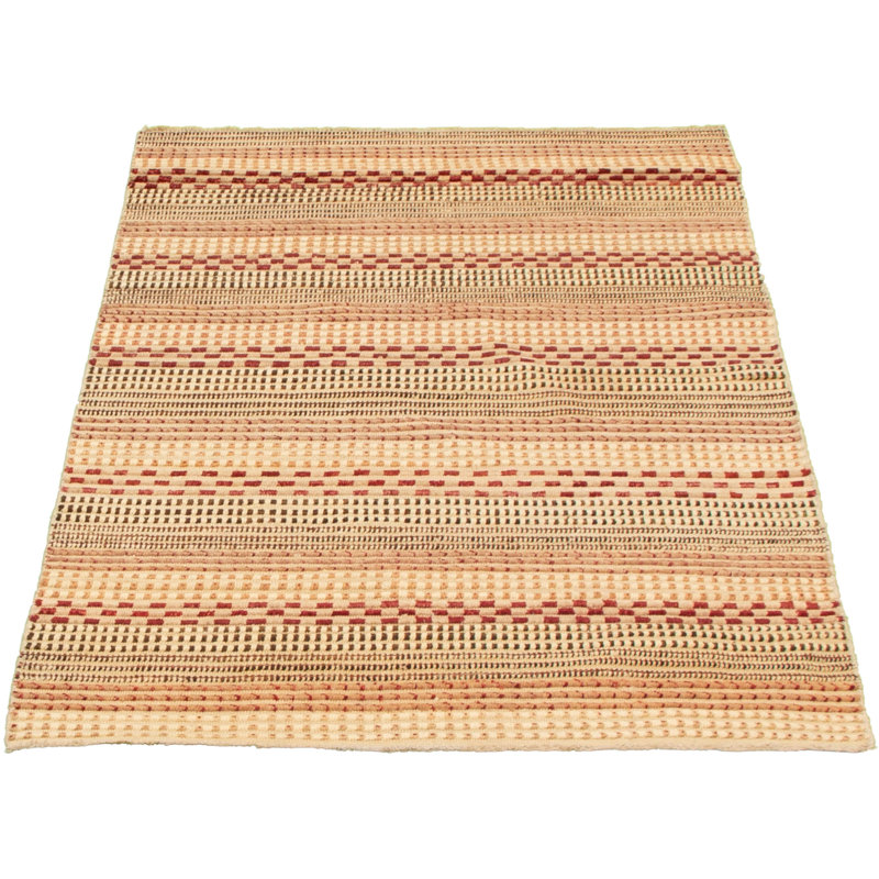 Tapis ivoire/rouge en laine noué à la main Googe