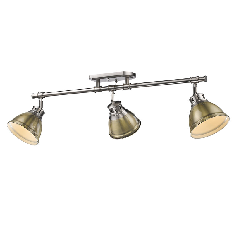 Bryannah 3-Light Semi-Flush - Track Light, Aged Brass, Pewter